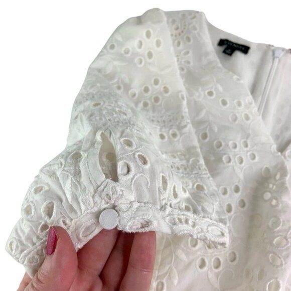 Talbots White Eyelet Belted Midi Wrap Dress - Picture 5 of 9